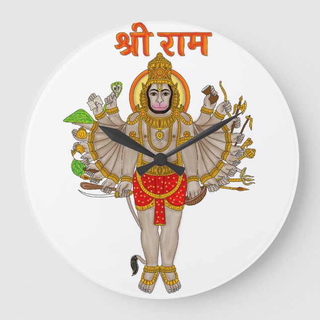 Hanuman Clock Große Wanduhr (Vorderseite)