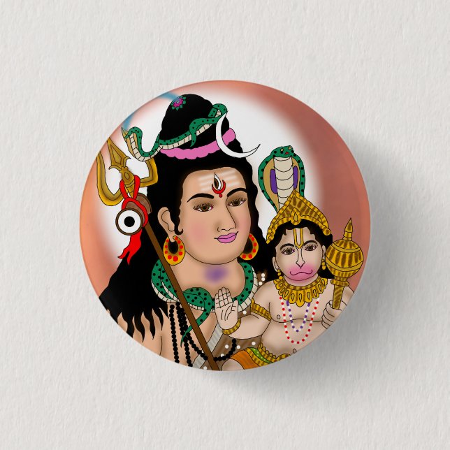 Hanuman & Shiva Knopf Button (Vorderseite)