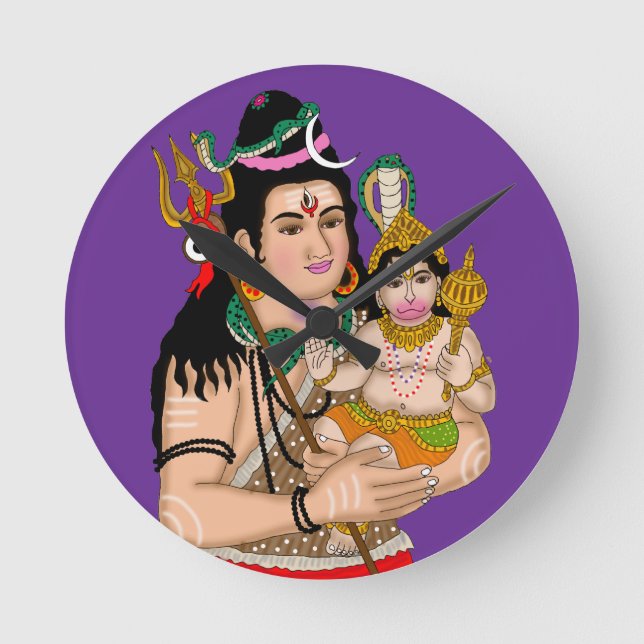 Hanuman & Shiva Wanduhr (Vorderseite)