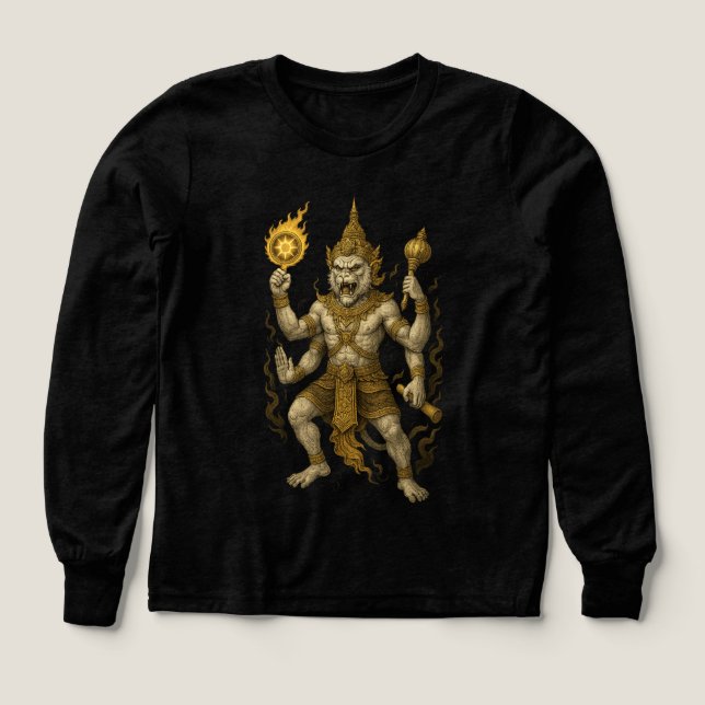 Hanuman Thai Temple T-Shirt – Mythical Warrior Str (Motif recto)