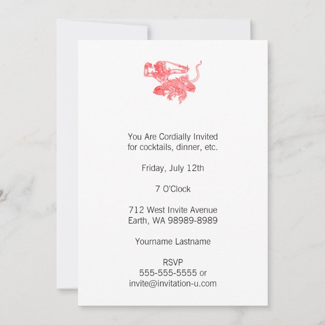 Hanuman Vintag Book Illustration Einladung (Vorderseite)