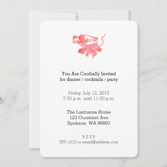 Hanuman Vintag Book Illustration Einladung (Vorderseite)