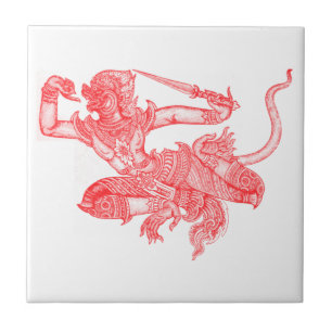 Hanuman Vintag Book Illustration Fliese