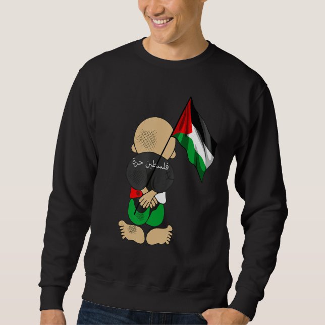 Hanzala Palestine Flag Arabic Calligraphy Free Pal Sweatshirt (Vorderseite)