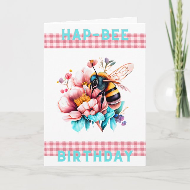 Hap-Bee-Geburtstagskarte Karte (Vorderseite)