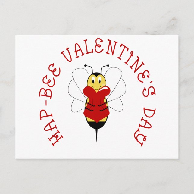Hap-bee Valentine's Day Postcard Feiertagspostkarte (Vorderseite)