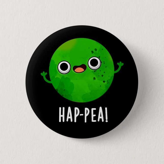Hap-pea Funny Happy Pea Pun Dark BG Button (Vorderseite)
