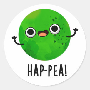 Hap-pea Funny Happy Pea Pun Runder Aufkleber