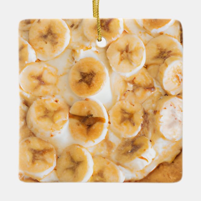 Hap-pie Weihnachten Sweetie Pie | Banane Creme Pie Keramikornament (Vorderseite)