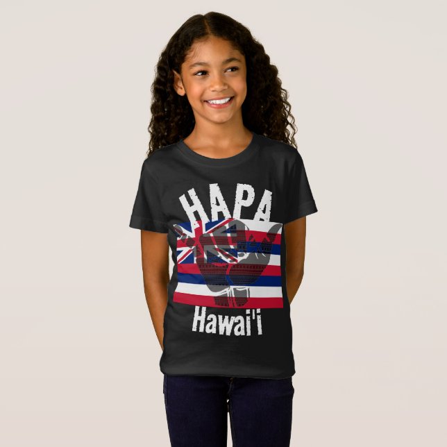 HAPA HAWAII HI Flag TRIBAL SHAKA BG Was T-Shirt (Vorne ganz)