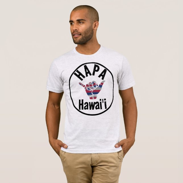 HAPA HAWAII TRIBAL HI Flag SHAKA T-Shirt (Vorne ganz)