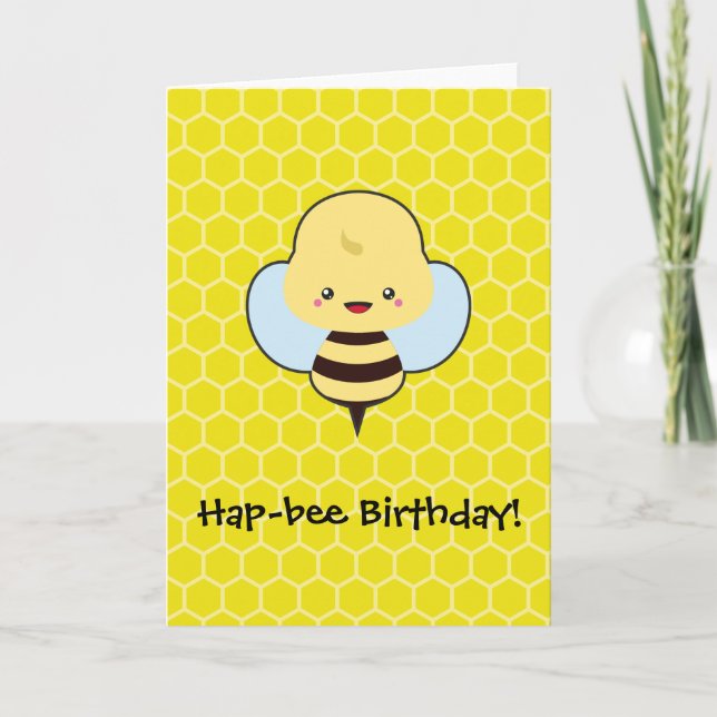 Hapbee Birthday - Biene Karte (Vorderseite)
