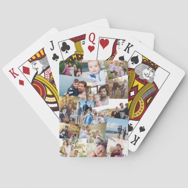 Haphazarden überschneidende Fotos Collage Template Spielkarten (Rückseite)