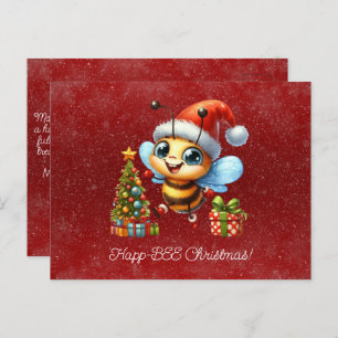 Happ-BEE Christmas Bee Gifts Tree Postkarte