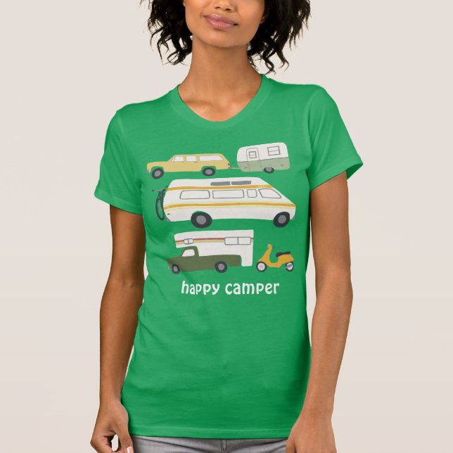 HAPPCAMPER Vintager Camping Anhänger RV CUSTOM T-Shirt (Vorderseite)