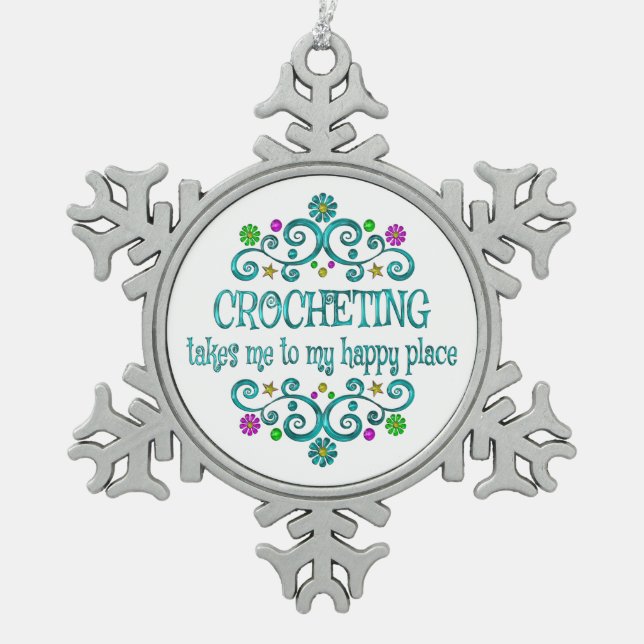 Häppchenplatz Schneeflocken Zinn-Ornament (Vorderseite)