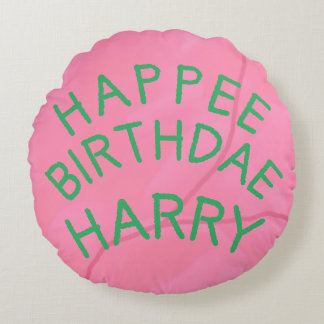 Happee Birthdae Cake Pouf Coussin