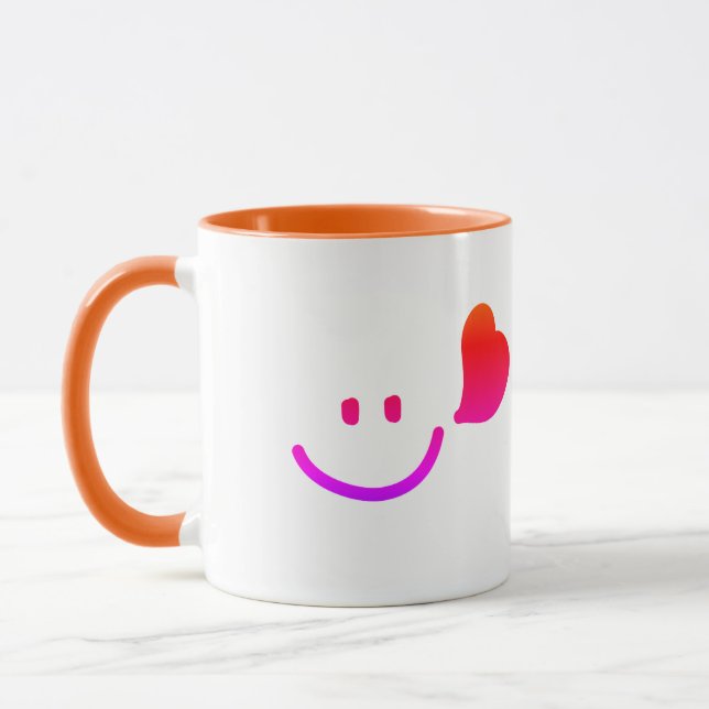 HappeSmiley Face with Heart - Minimalistisch Happy Tasse (Links)