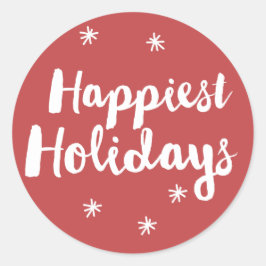 Happest Holidays Rotes Skript-Round-Sticker Runder Aufkleber