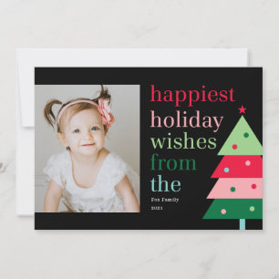 Happest Tree Fun Modern Holiday Carte photo