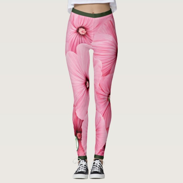 HAPPGESÄTZTE LEGGINGS PINK BLUME MONOGRAM (Vorderseite)