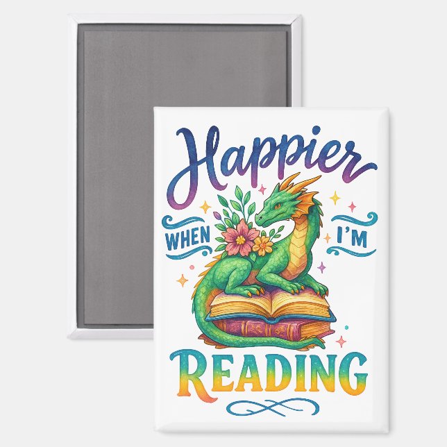 Happier, wenn ich lese magnet (Vorderseite/Rückseite)