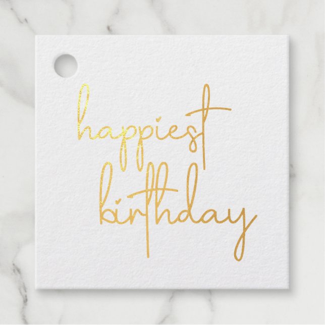 Happiest Birthday Trendy Script Geschenkanhänger (Vorderseite)