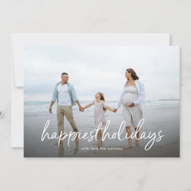 Happiest Holidays hand Schriftliche Weihnachten Fo (Vorderseite)
