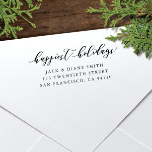 Happiest Holidays Kalligraphie RÜCKSENDEADRESSE Permastempel