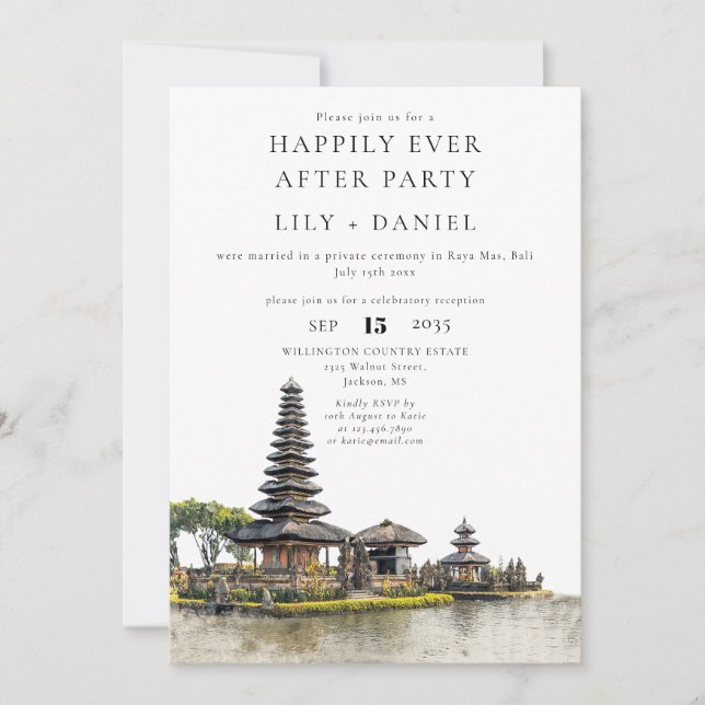 Happily Ever After Bali Wedding Einladung (Vorderseite)