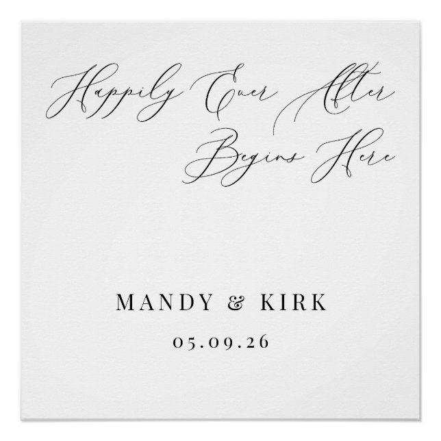 Happily Ever After Begins Here Wedding Backdrop  Poster (Vorderseite)