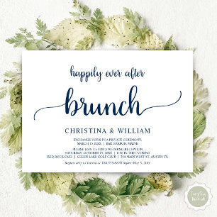 Happily Ever After Brunch, Elopement, Navy Blau Einladung
