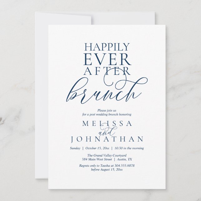 Happily Ever After Brunch, Modern Classy Wedding Einladung (Vorderseite)