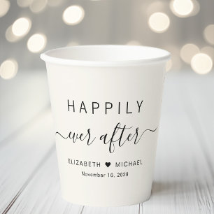 Happily Ever After Creme Hochzeit Pappbecher