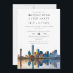 Happily Ever After Dallas Wedding Einladung<br><div class="desc">This elegant happily ever after party Dallas skyline watercolor elopement wedding invitation can be personalized with your information in chic typography. Designed by Thisisnotme©</div>