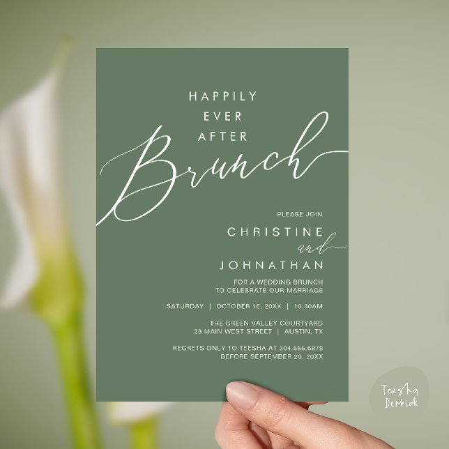 Happily Ever After Dinner Wedding Reception Dinner Einladung (Happily Ever After Brunch Post Wedding Reception Invitation Card in Sage Green)