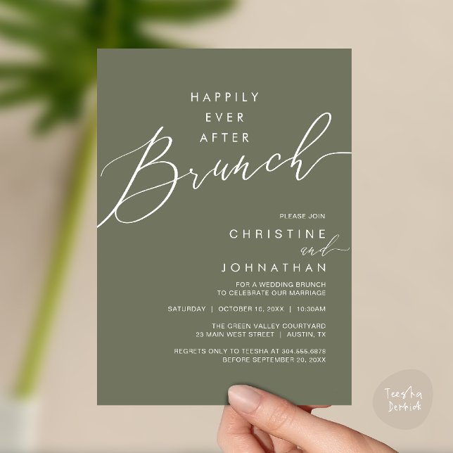 Happily Ever After Dinner Wedding Reception Dinner Einladung (Happily Ever After Brunch Post Wedding Reception Invitation Card in Sage Green)