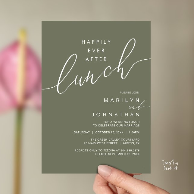 Happily Ever After Dinner Wedding Reception Dinner Einladung (Happily Ever After Lunch Wedding Reception Invitation Card in Dusty Sage Green)