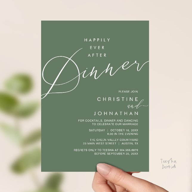 Happily Ever After Dinner Wedding Reception Dinner Einladung (Happily Ever After Dinner Wedding Reception Dinner Invitation Card in Sage Green)