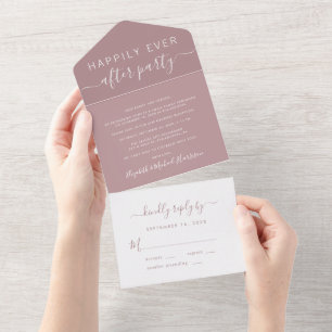 Happily Ever After Dusty Rose Hochzeitsempfang All In One Einladung