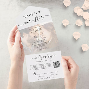 Happily Ever After Foto QR Code Hochzeit All In One Einladung
