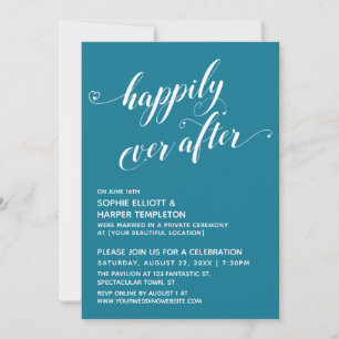 Happily Ever After Hearts Script Mosaik Blau Party Einladung