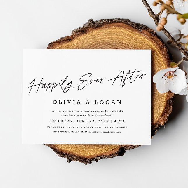Happily Ever After Modern Script Wedding Elopement Einladung (Von Creator hochgeladen)