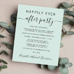 Happily Ever After Party Mint Wedding Invitation<br><div class="desc">Chic budget-friendly light mint green elopement or private wedding announcement and wedding reception or celebration party invitation. The front features "Happily Ever After Party" in a mix of simple typography and a trendy script with swashes, your personalized wedding announcement and reception invitation and your names in a signature-like script. The...</div>