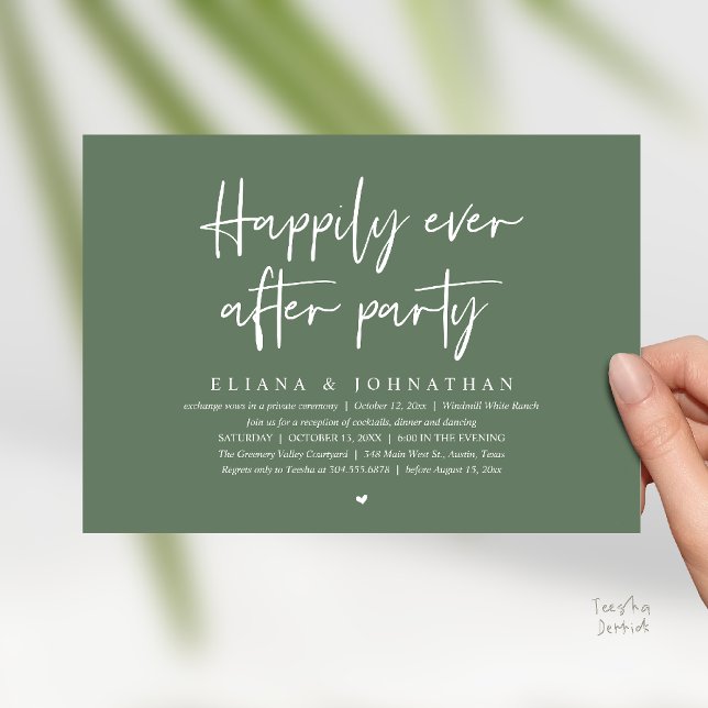  Happily Ever After Party Modern Wedding Reception Einladung (Happily Ever After Party Modern Wedding Reception Invitation Card in Sage Green)