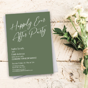 Happily Ever After Party Moderne Olivgrün Einladung