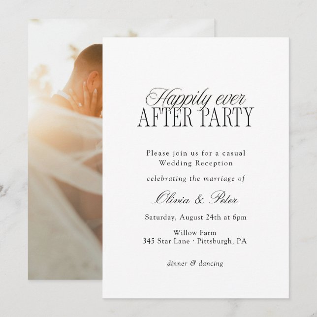 Happily Ever After Party Wedding Reception Einladung (Vorne/Hinten)