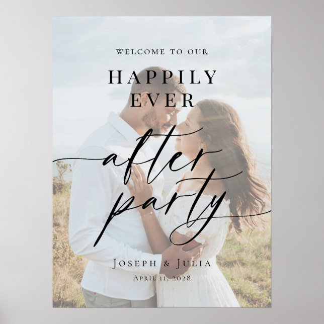Happily Ever After Party Welcome photo wedding Poster (Vorne)