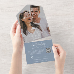 Happily Ever After QR-Code Foto Hochzeit All In One Einladung
