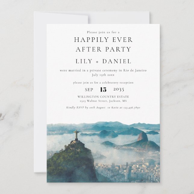 Happily Ever After Rio de Janeiro Brazil Wedding Einladung (Vorderseite)